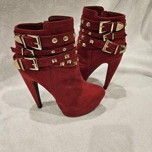 Shi by JOURNEYS Red Heeled Boots with Gold Studs